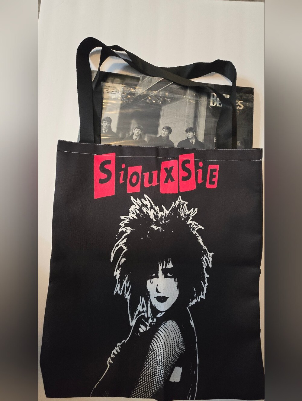 Black Tote Bag with Pink Siouxsie Graphic